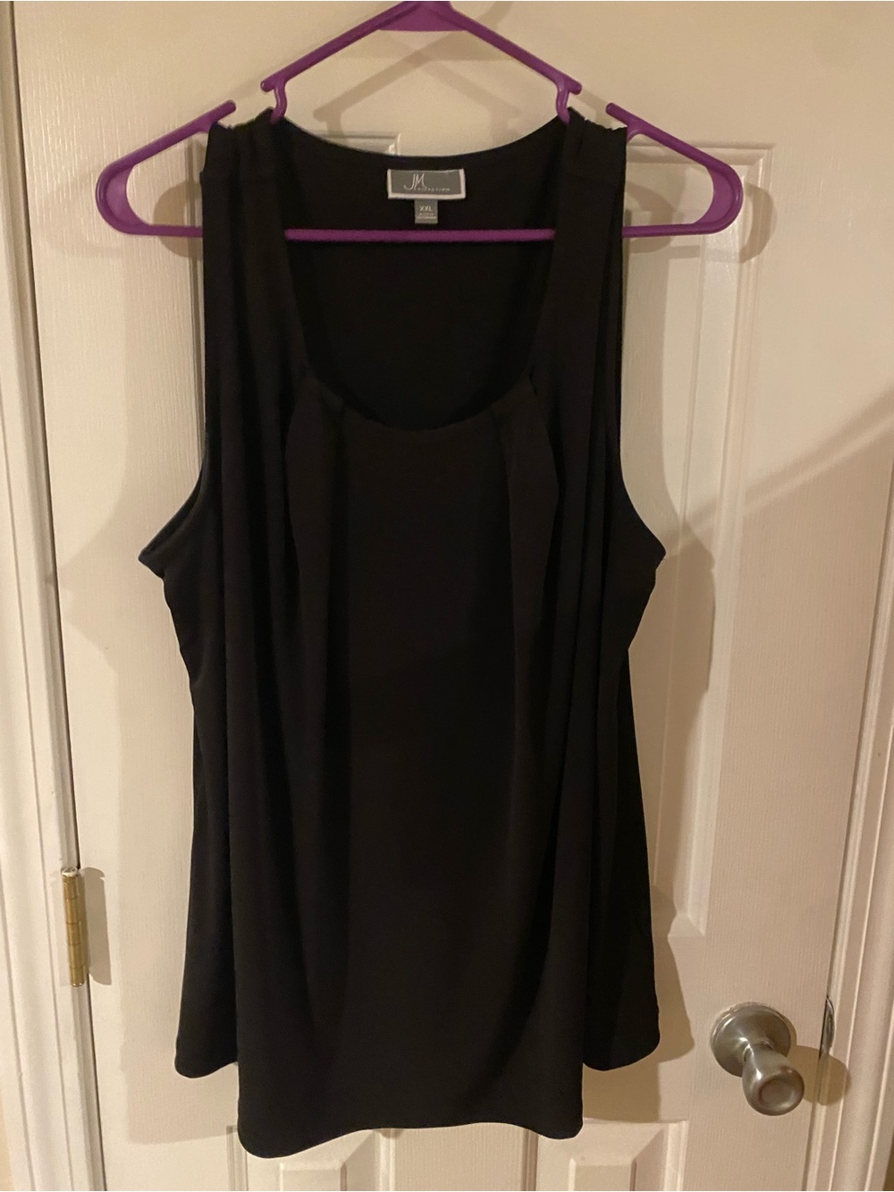 JM Collection Black Draped Scoop Neck Tank
